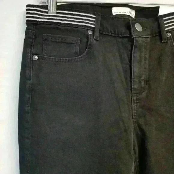 Women's Loft Modern Skinny Black Embroidered Waist Jeans Size 10 - Picture 4 of 9
